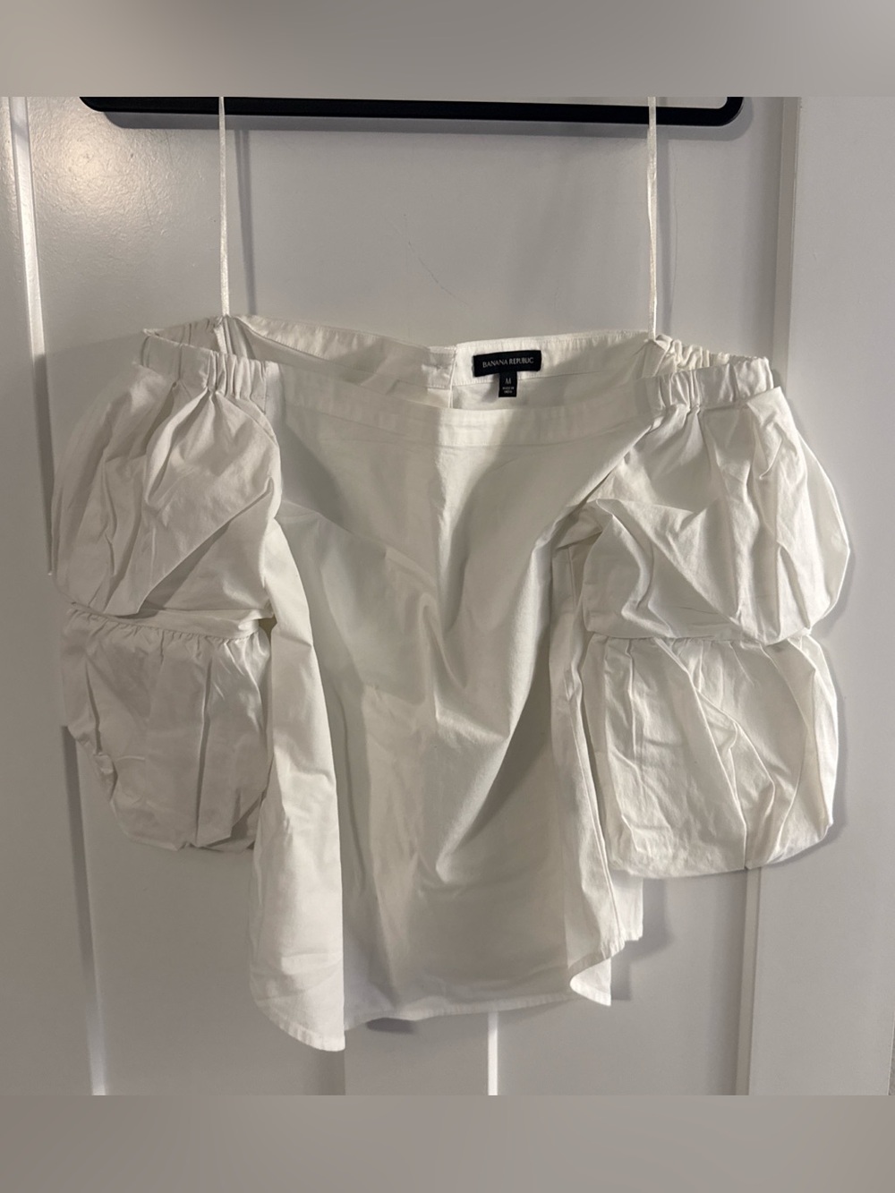 Banana Republic White Off-Shoulder Puff Sleeve Blouse
